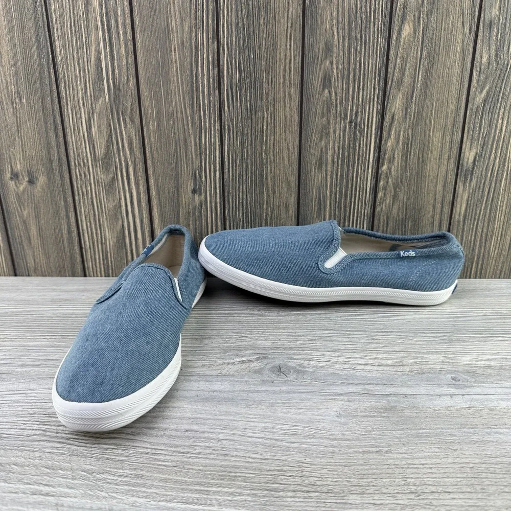 Keds Double Decker Slip On Denim Blue Canvas Sneakers Women's Size 8.5 Casual